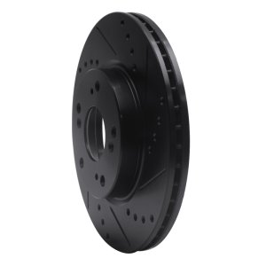 Acura ILX Brake Rotor (1) - Front Right - R1 Concepts - Drilled & Slotted - Black - `03-`17